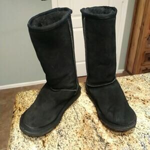 UGG 5815 Womens Classic Tall Sheepskin Lined Winter Boots Black Suede Size 6